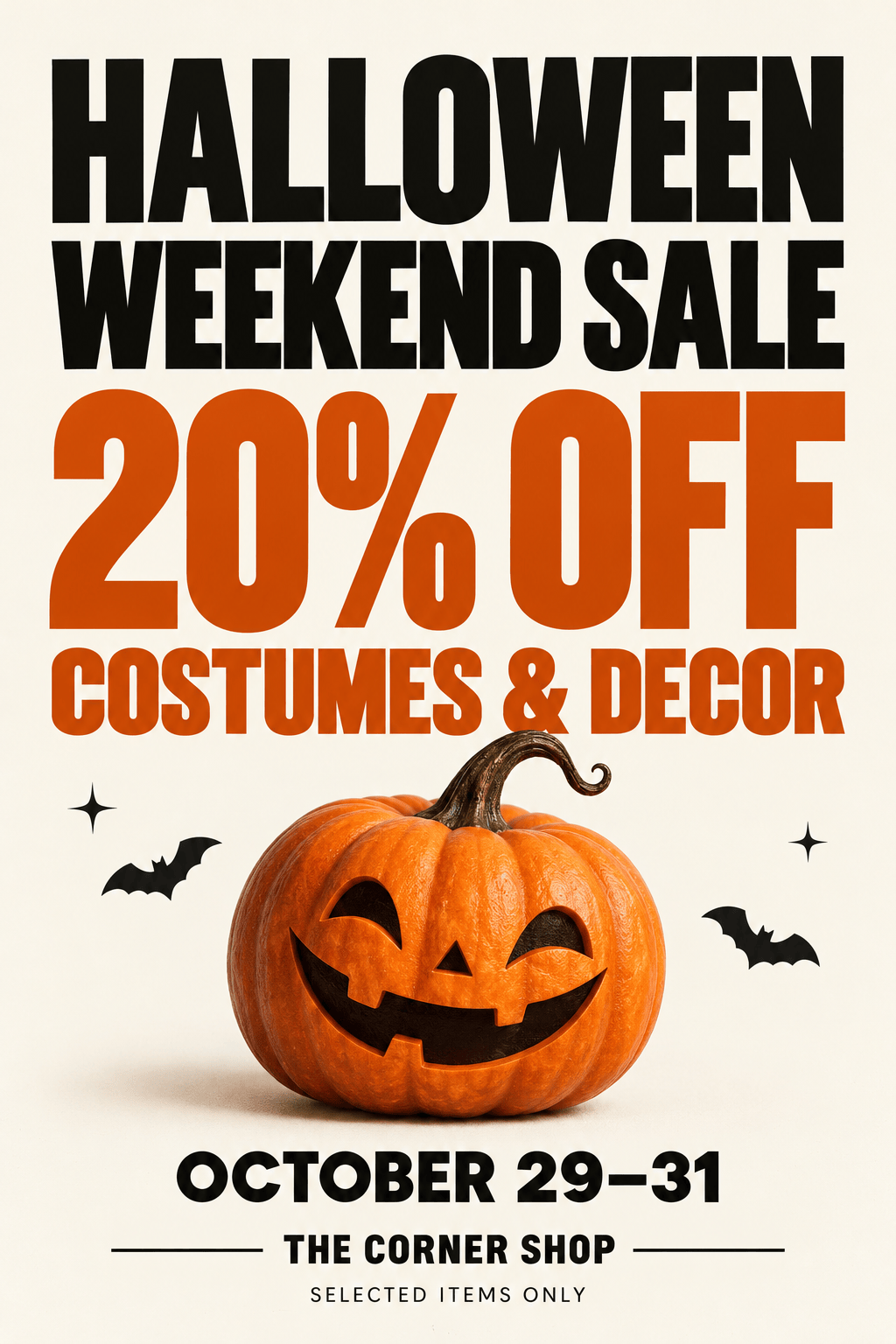 Orange Halloween sale poster