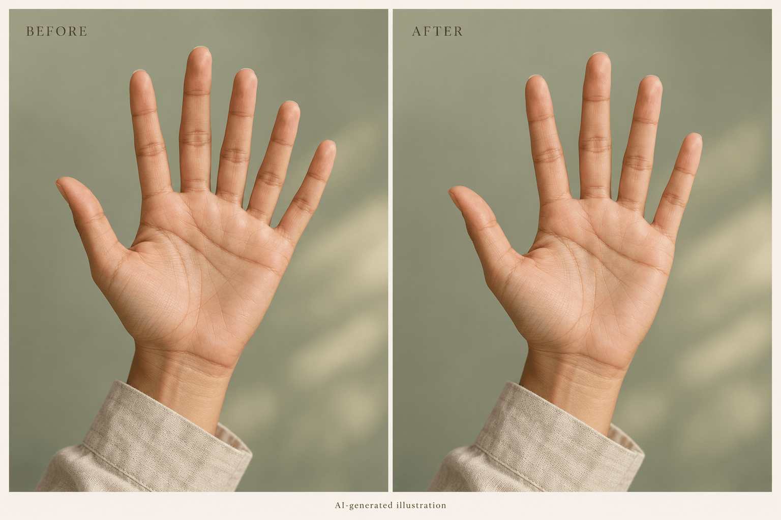 AI hand correction for extra fingers