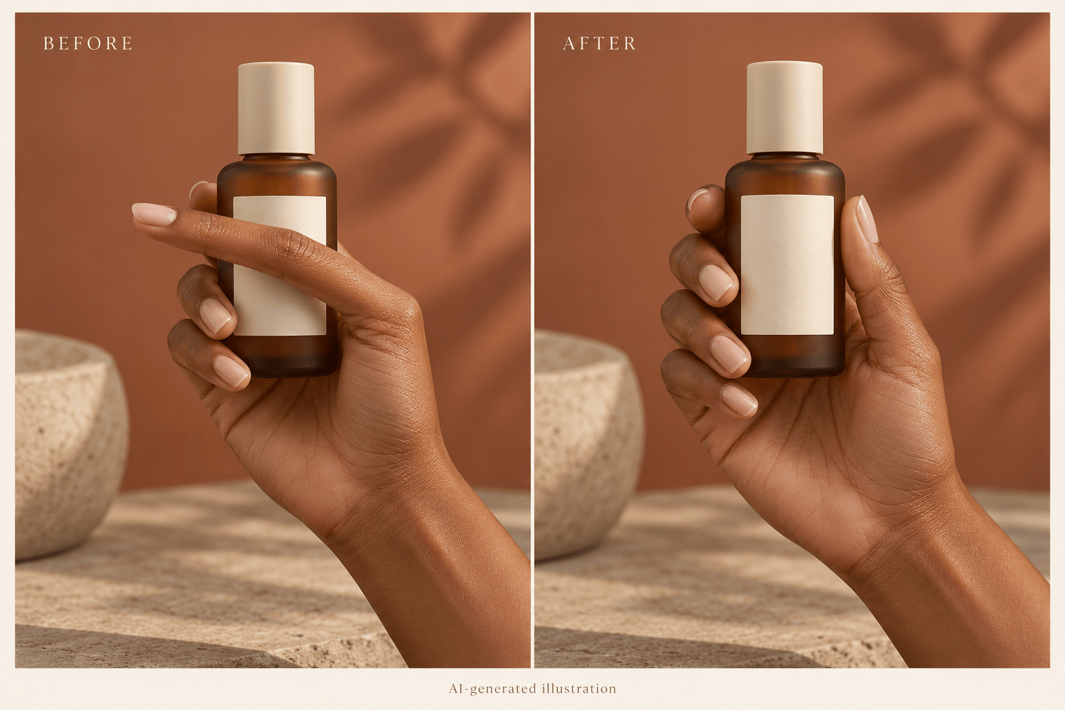 AI hand correction for product grips