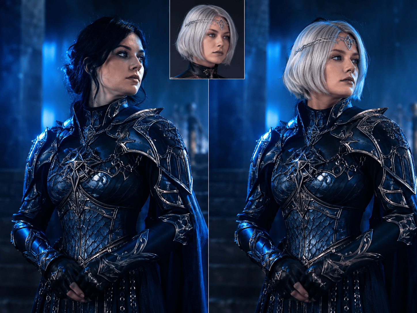 Costume head swap with hair