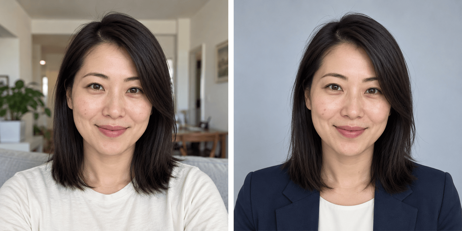 AI LinkedIn headshot before and after