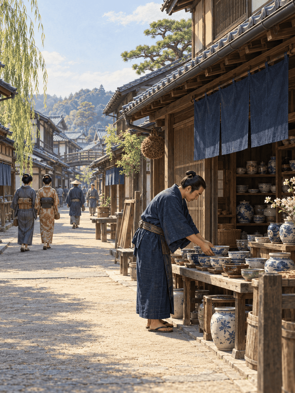 AI historical Edo shop illustration
