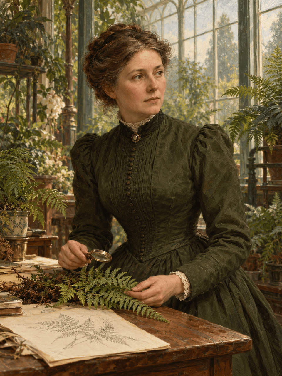 AI historical Victorian botanist portrait