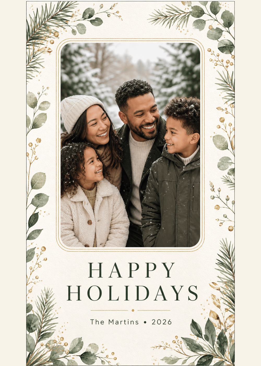 Personalized AI holiday photo card