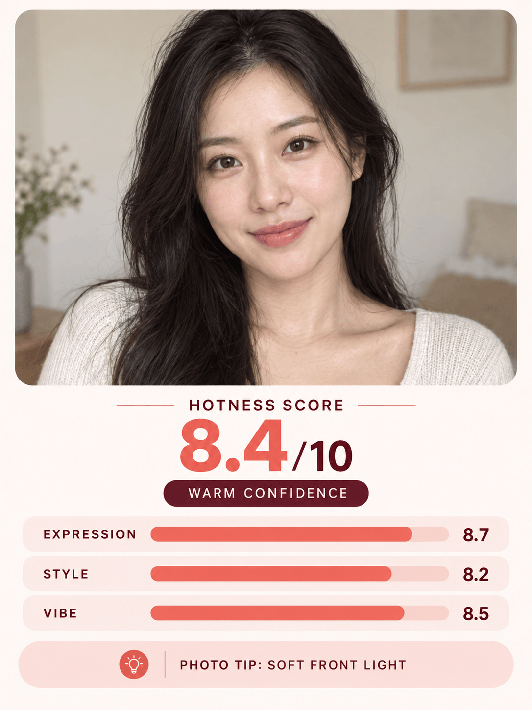AI hotness test selfie score