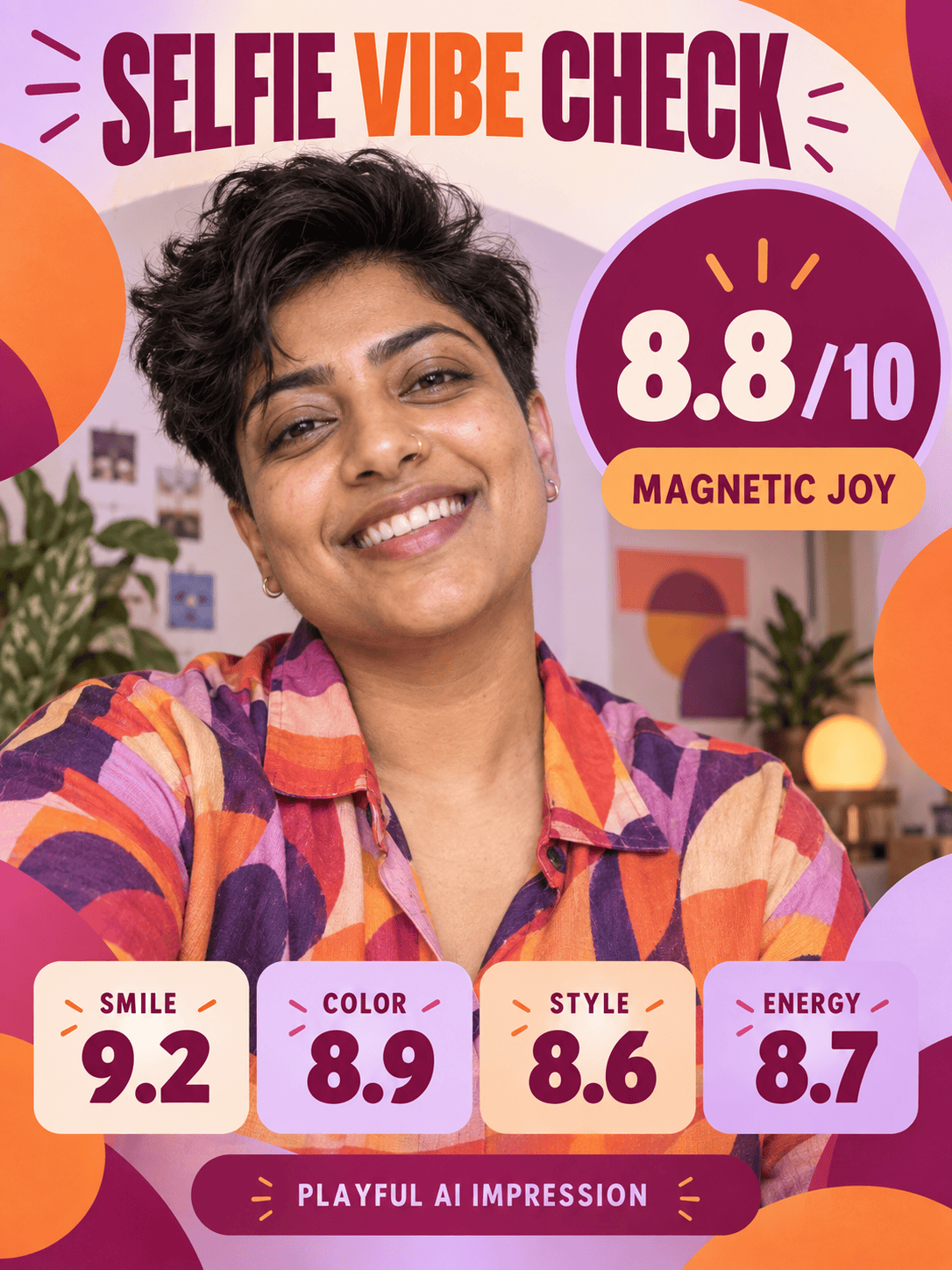 AI selfie rating social card