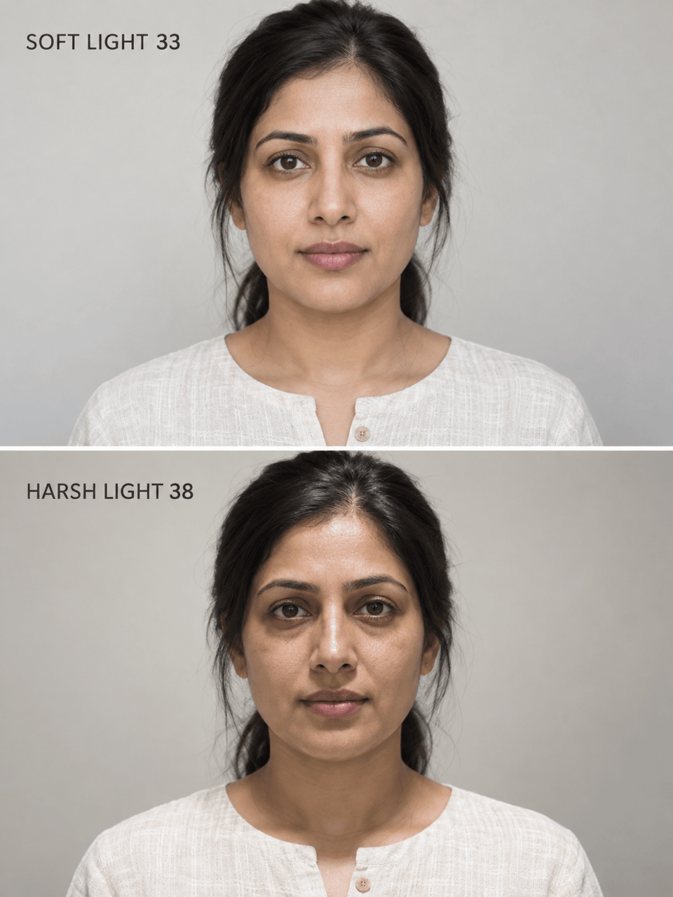 Photo age estimate lighting comparison