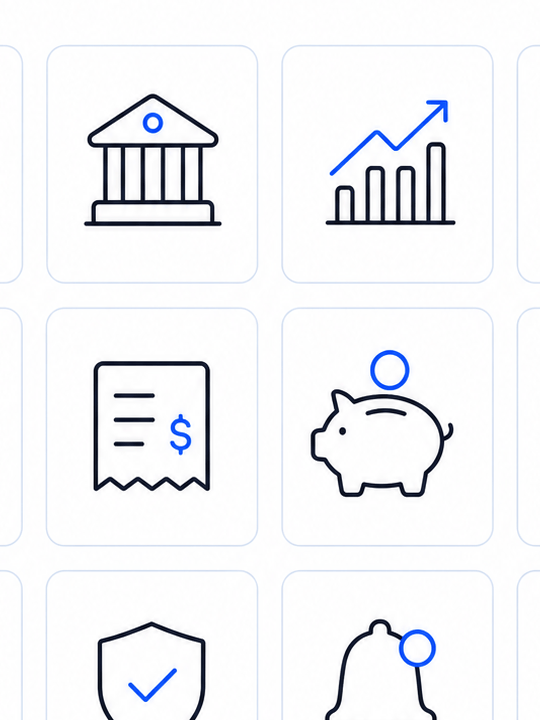 AI finance navigation icon set