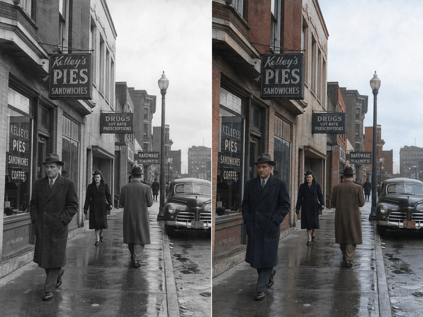 Colorized historical street photo
