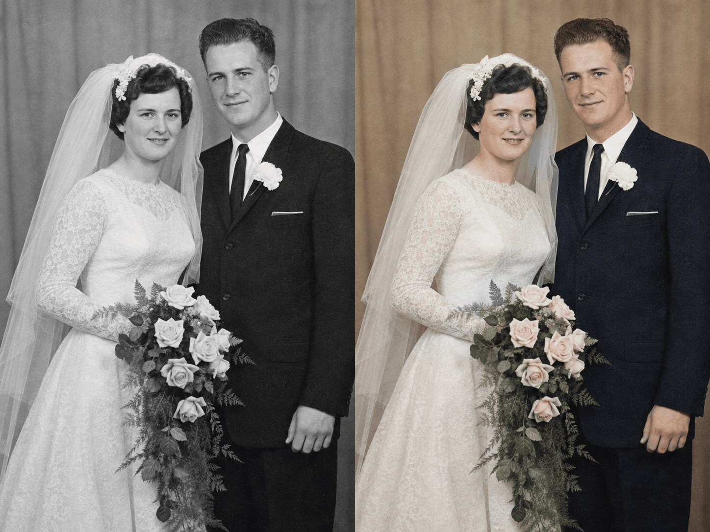 AI colorized wedding portrait