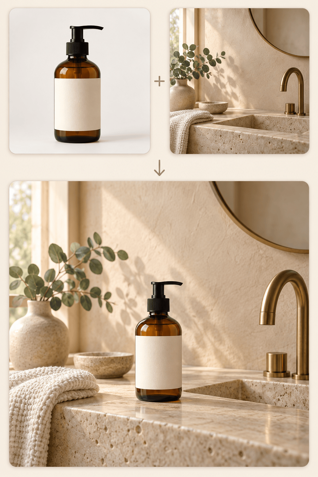 AI photo combiner product before-and-after