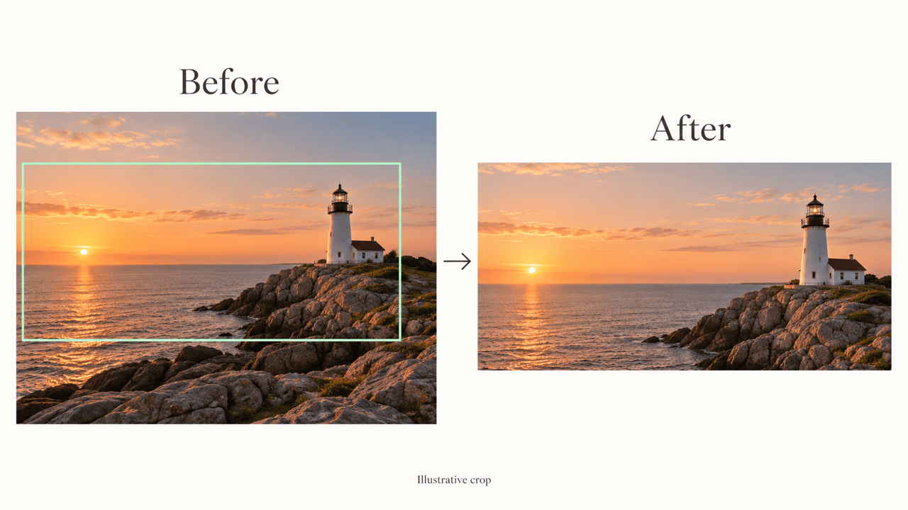 Wide landscape crop before and after