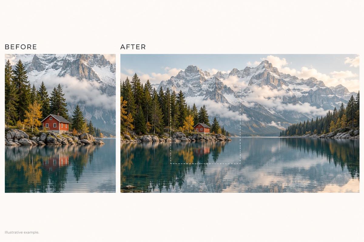 AI landscape extension before and after