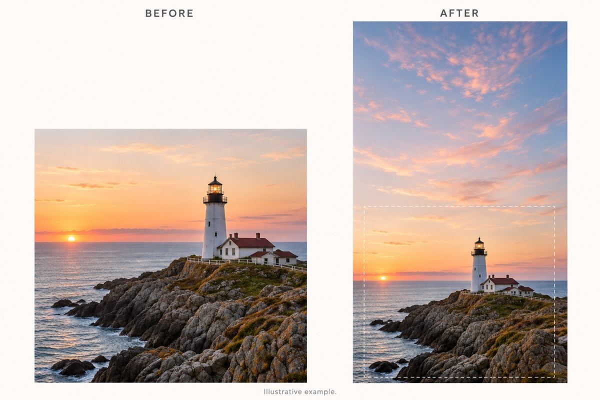 AI wallpaper extension before and after