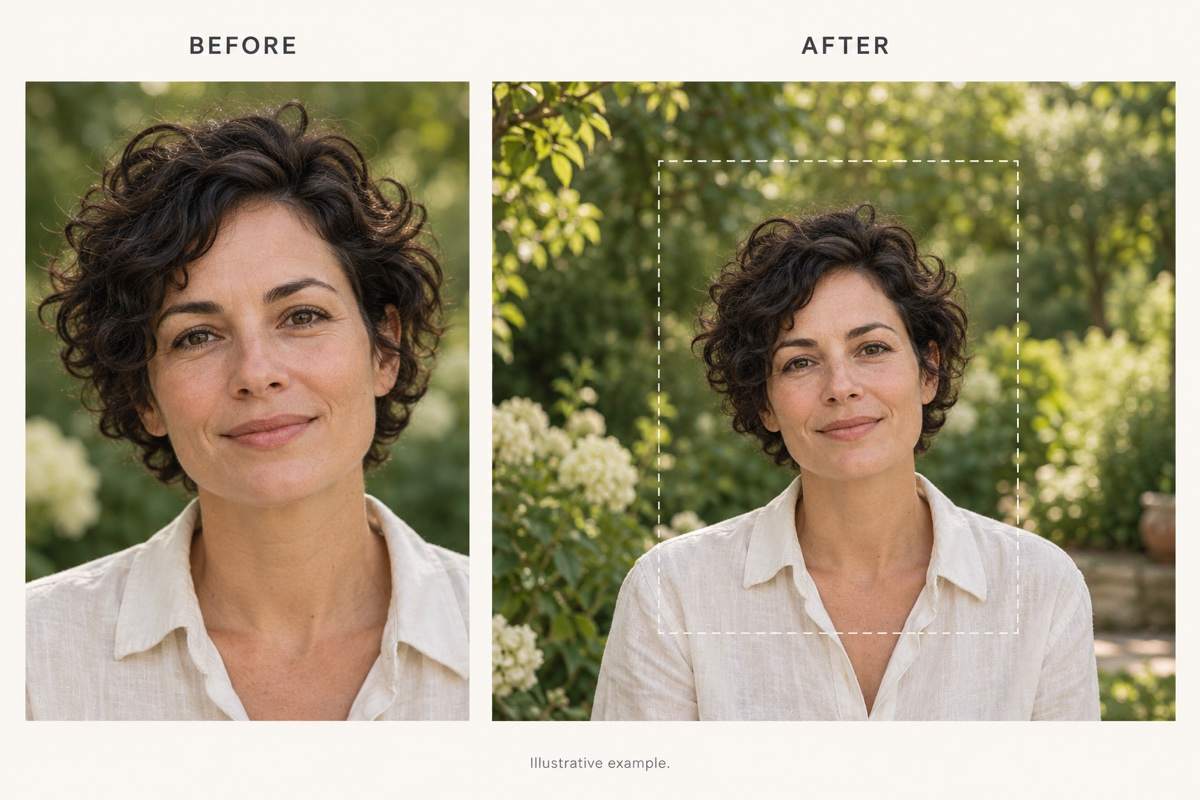 AI portrait uncrop before and after