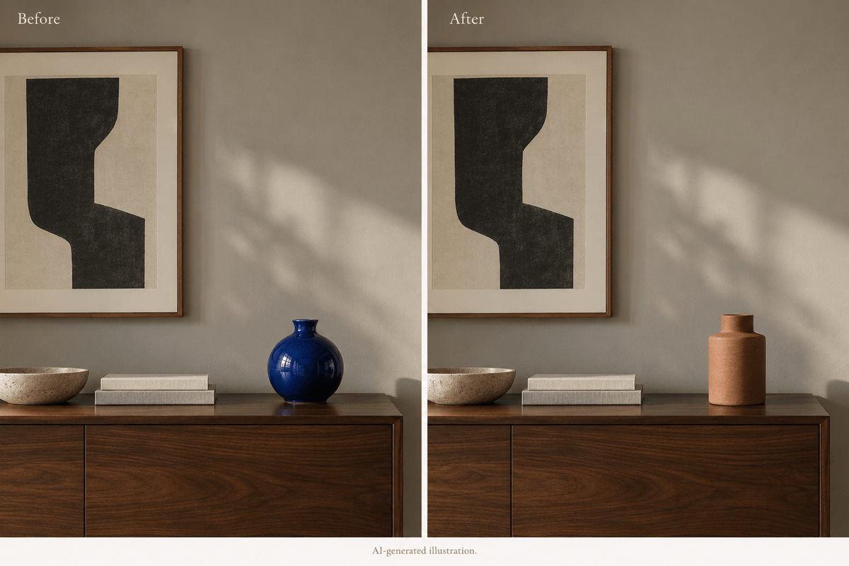 AI inpainting replaces a vase