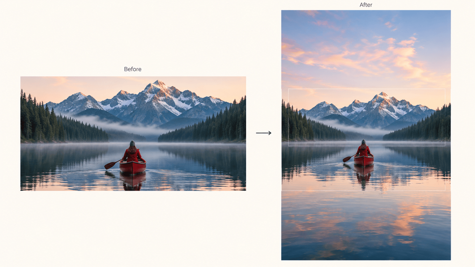 AI expansion turns landscapes into vertical photos