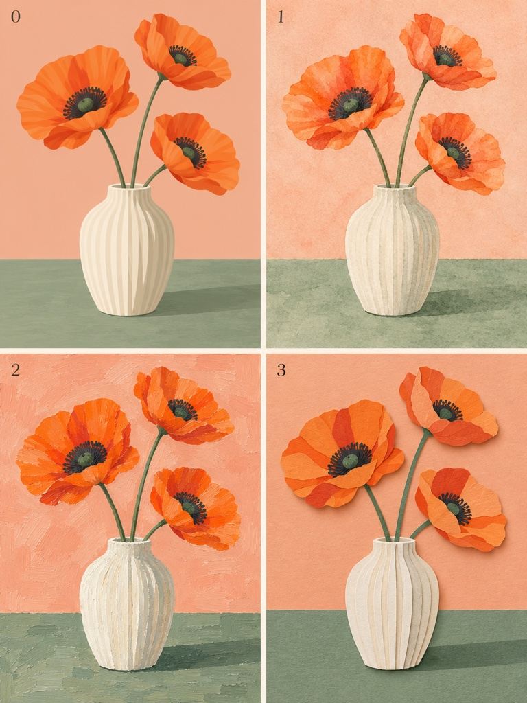 AI illustration style variations