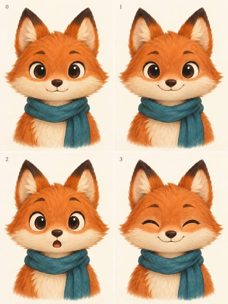 AI character expression variations