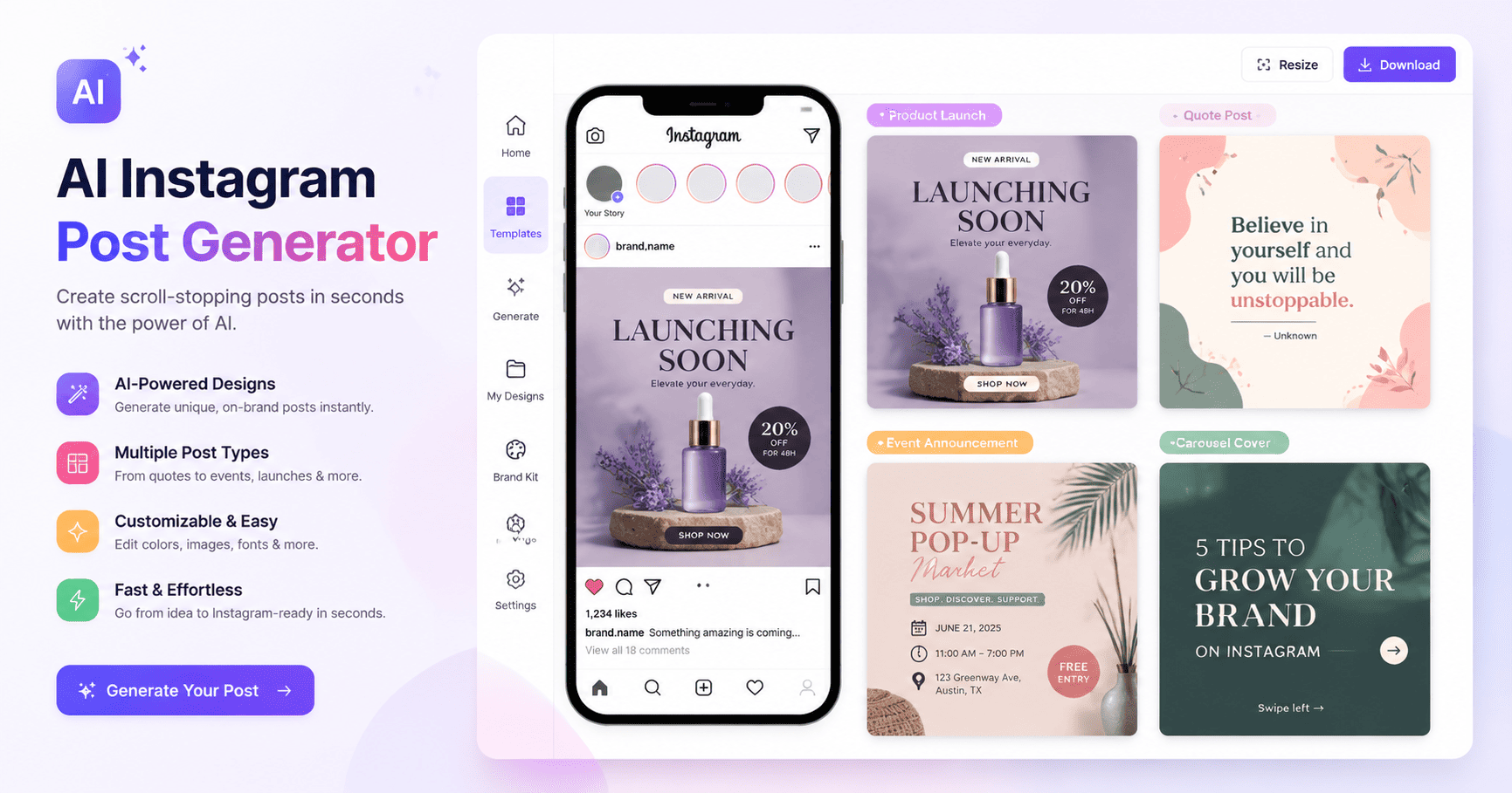 AI генератор Instagram-постов