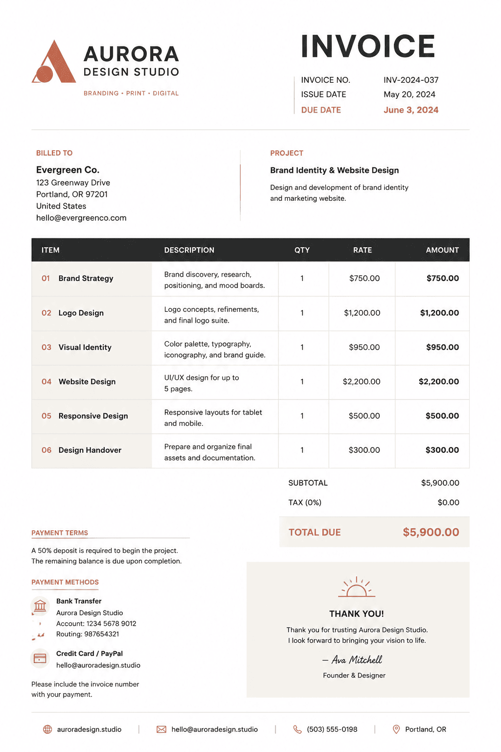 AI Invoice Generator example 1
