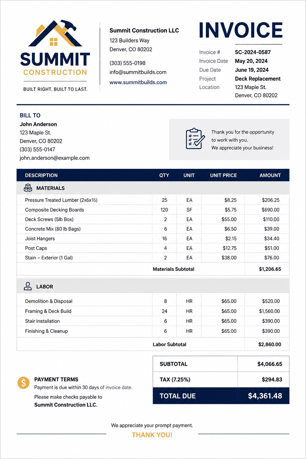 AI Invoice Generator example 2