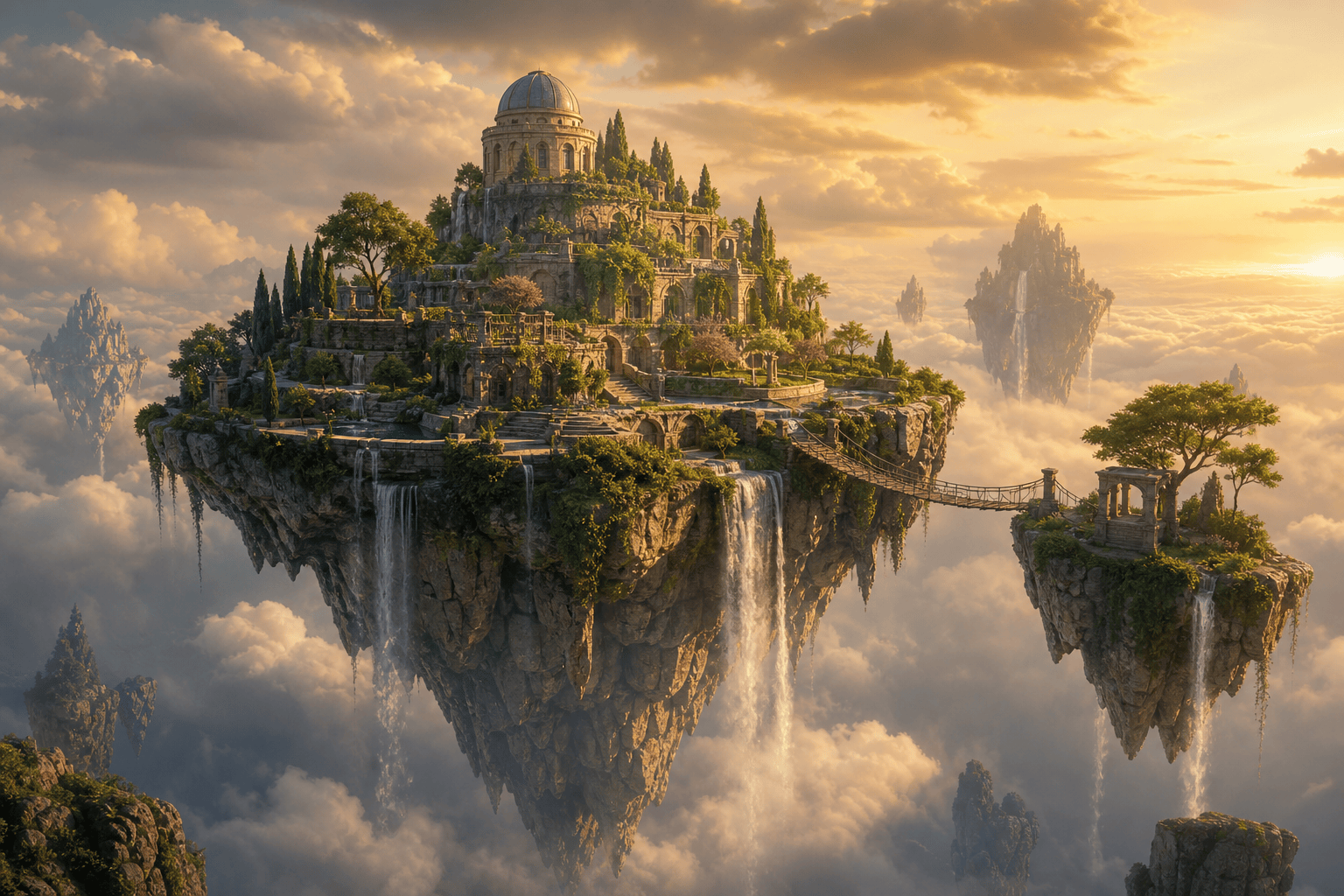 AI floating island fantasy realm