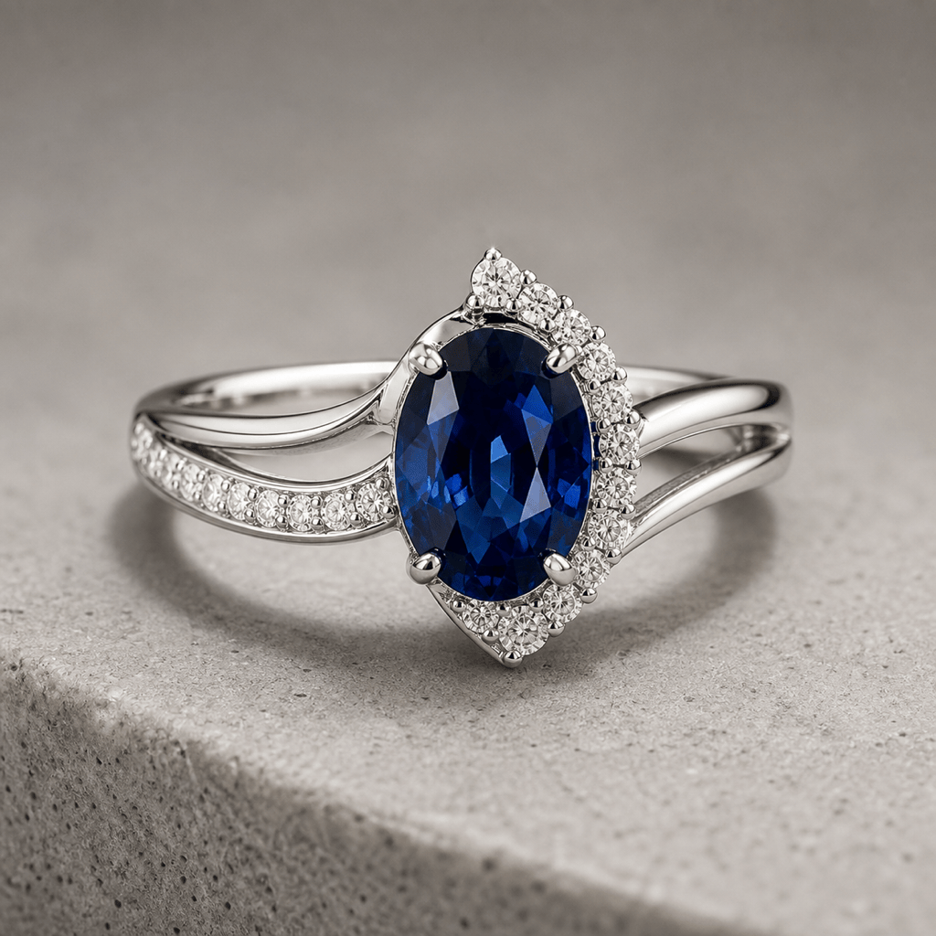 AI jewelry generator sapphire engagement ring concept