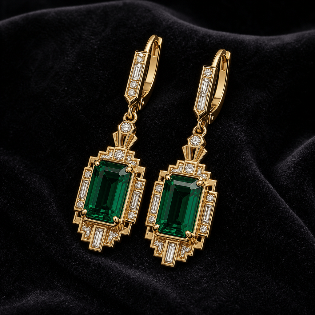 AI jewelry design generator Art Deco earrings concept