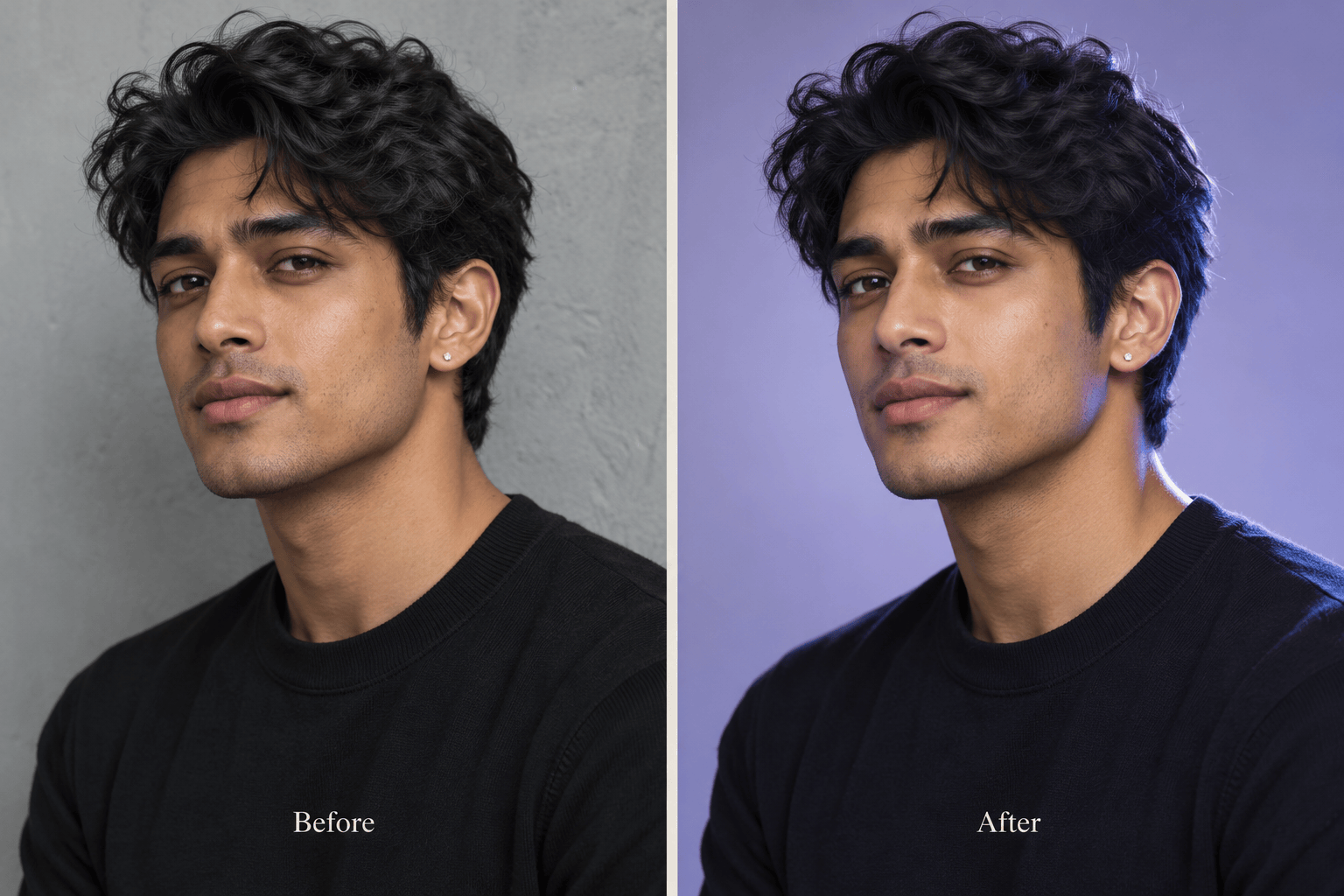 K-pop portrait filter before and after