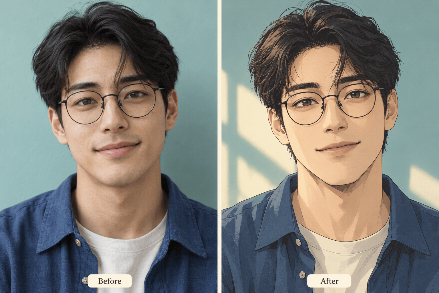 Korean webtoon filter before and after