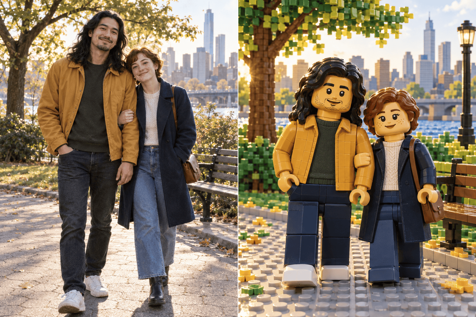 Photo to brick couple portrait