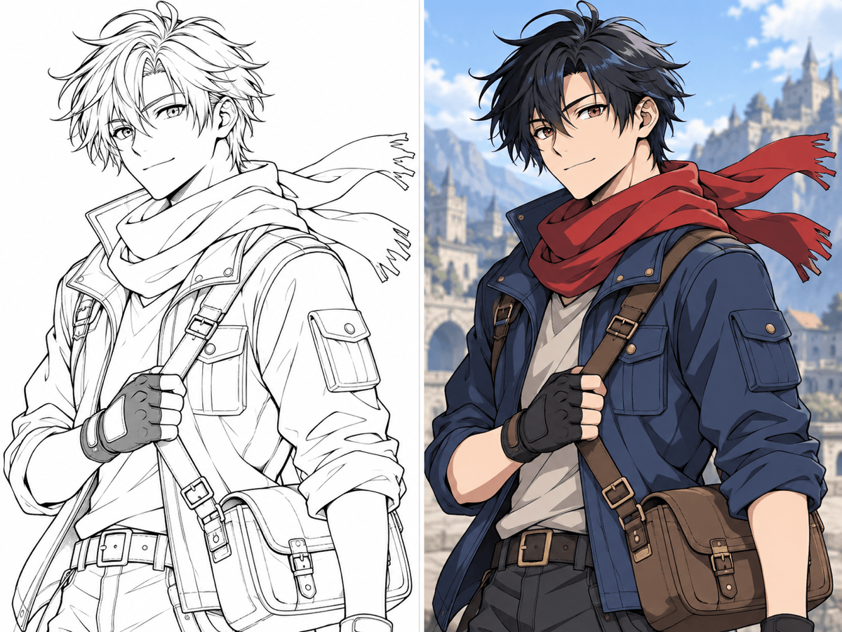 AI anime line art coloring
