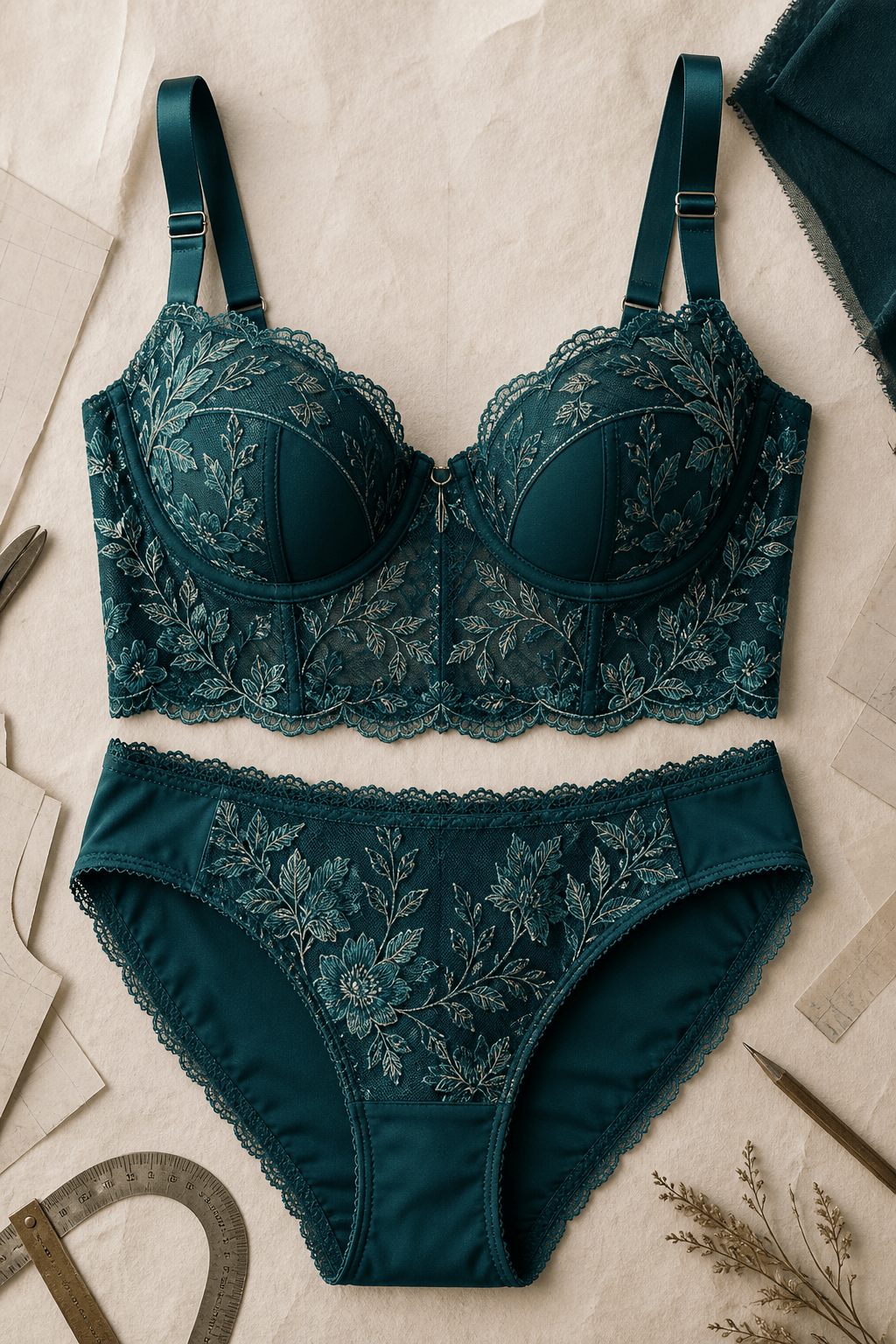 AI lace lingerie flat lay