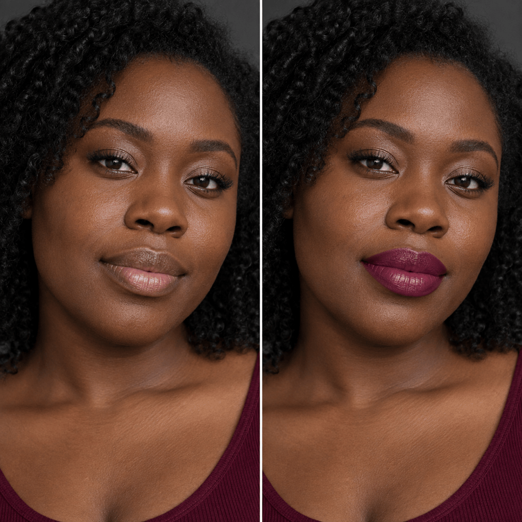 Berry lip color before and after