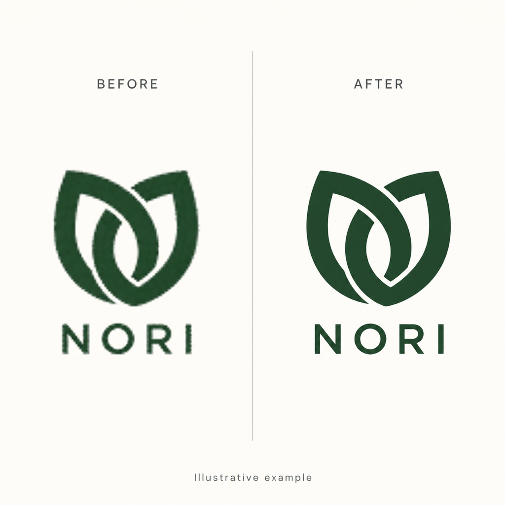 AI logo cleanup before and after