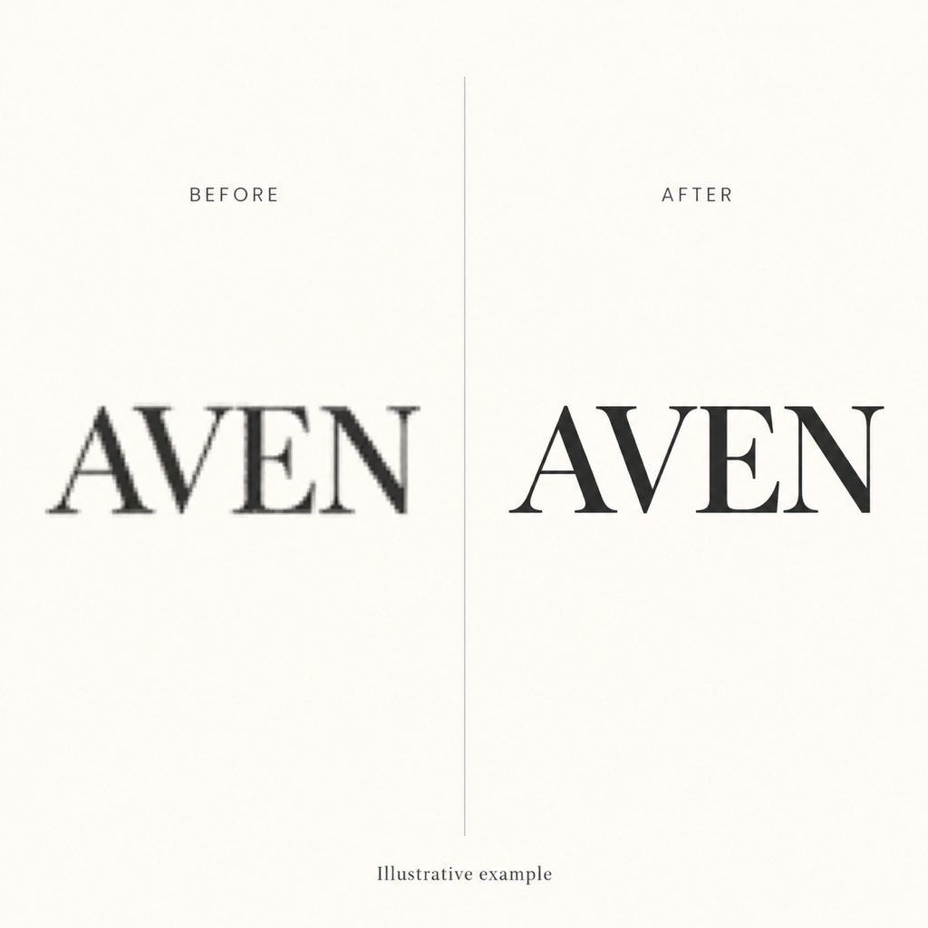 Wordmark enhancement before and after