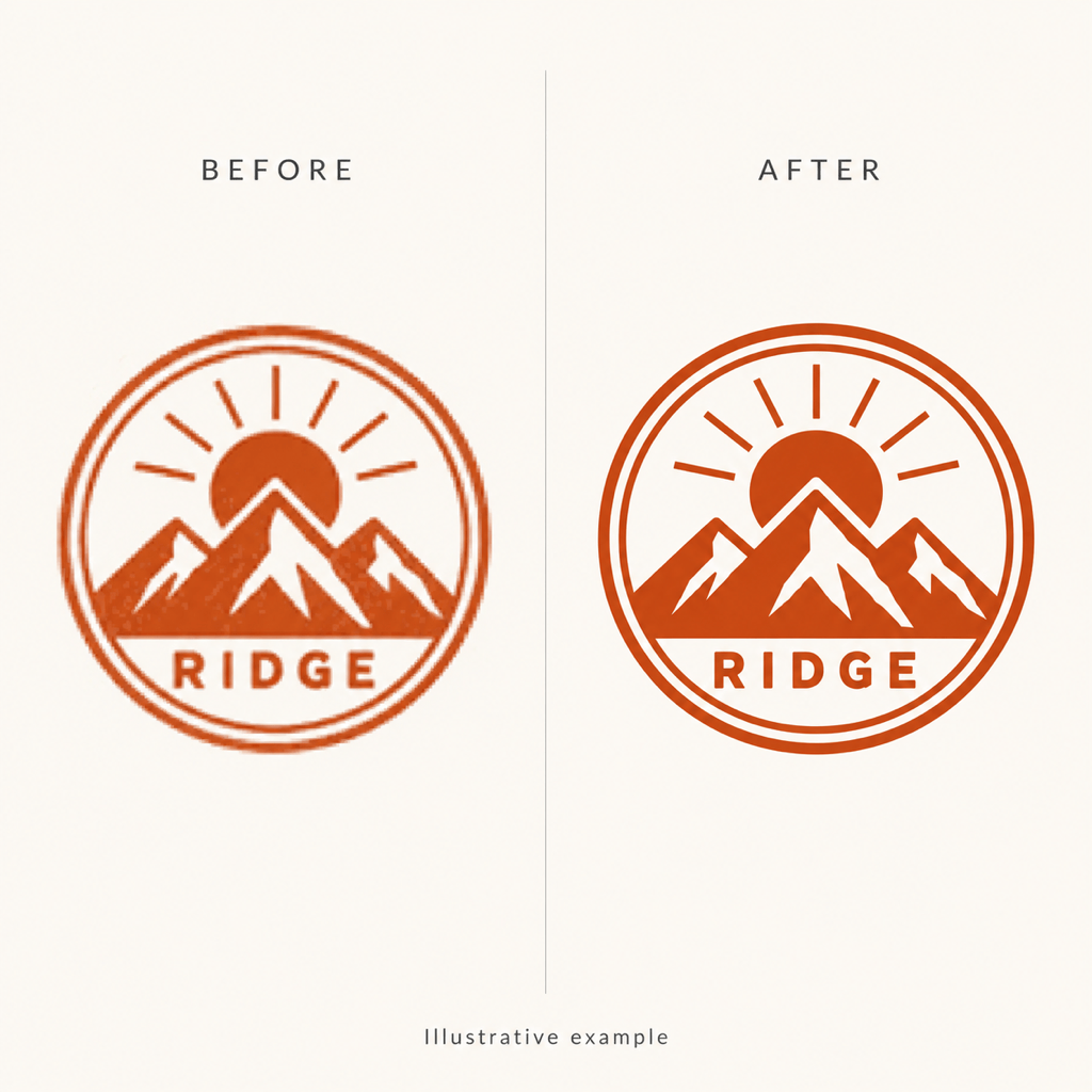Badge logo clarity before and after