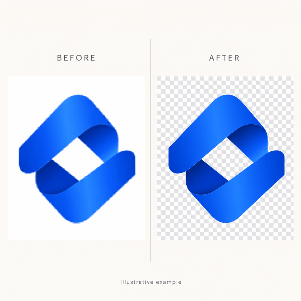 Logo background cleanup before and after