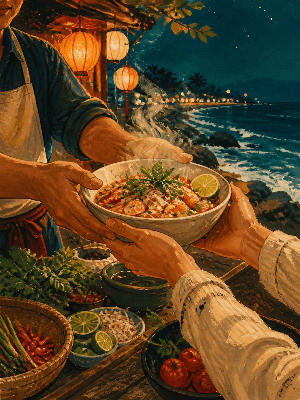 Editorial food travel illustration