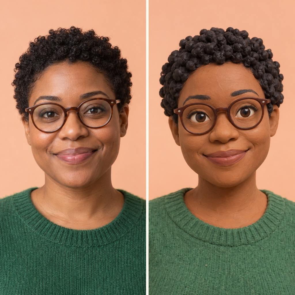 AI clay avatar before and after