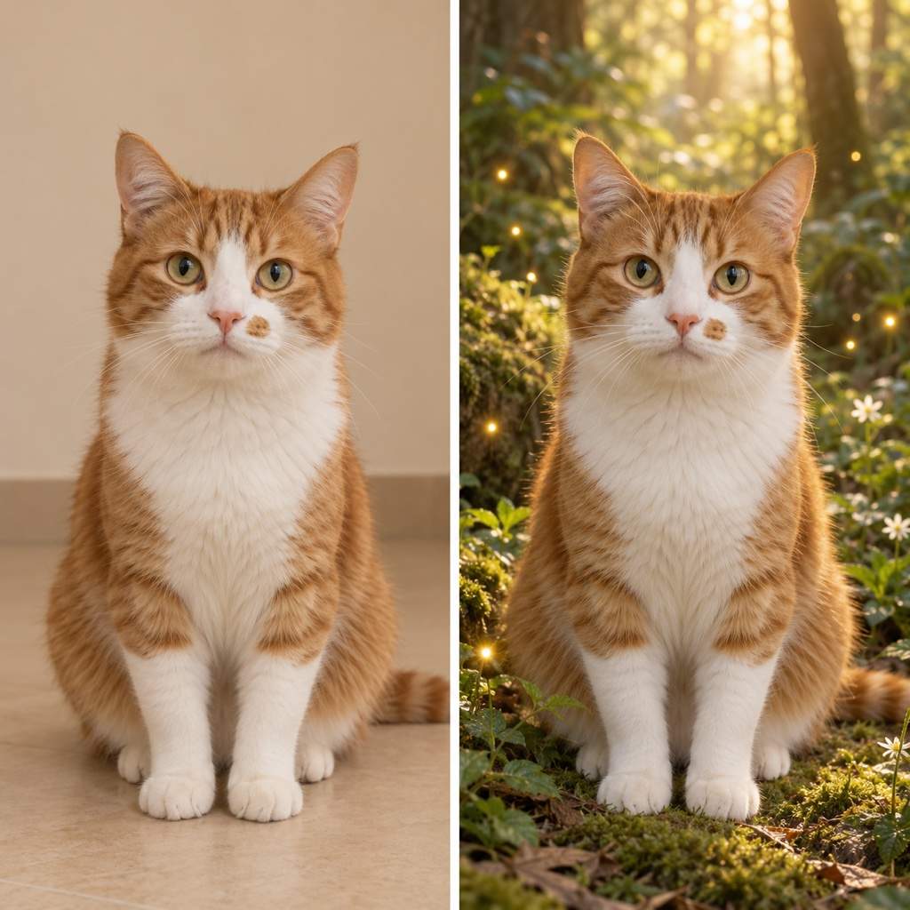 AI pet photo before and after