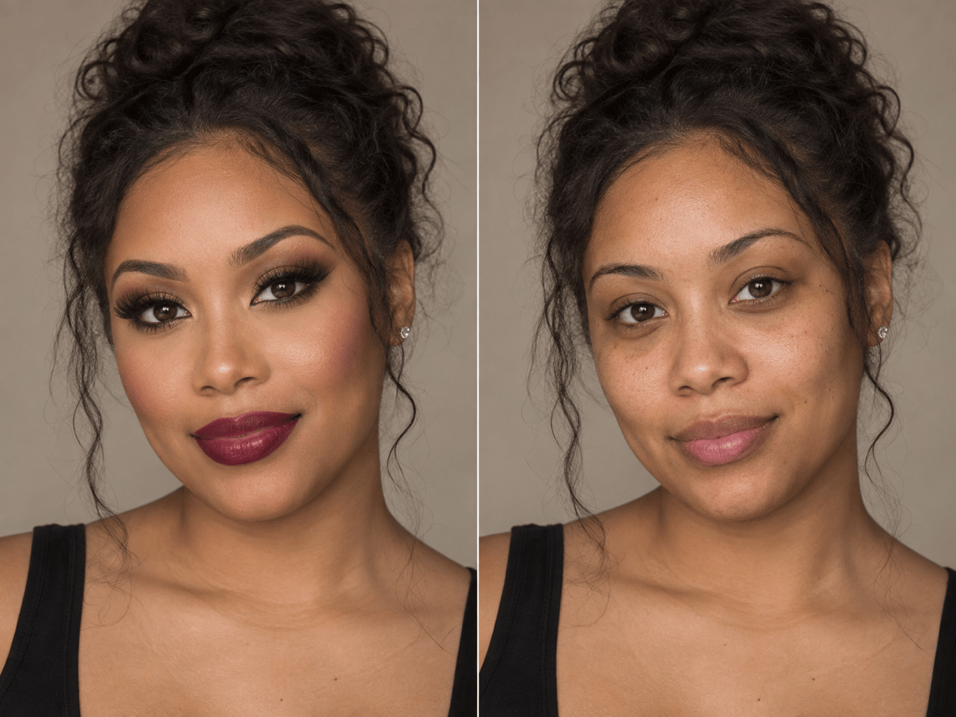 AI makeup remover before and after
