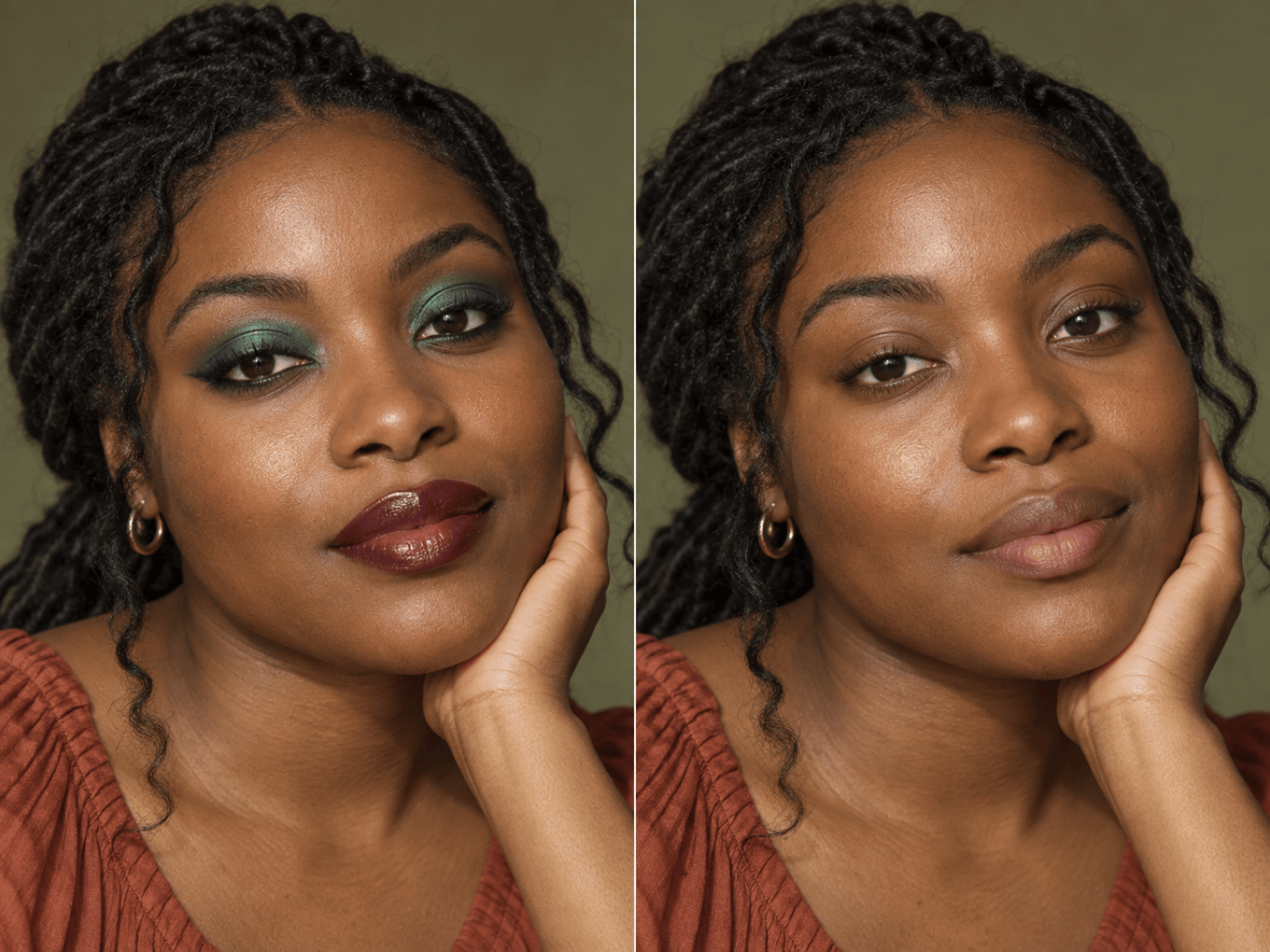 Selective AI makeup removal result