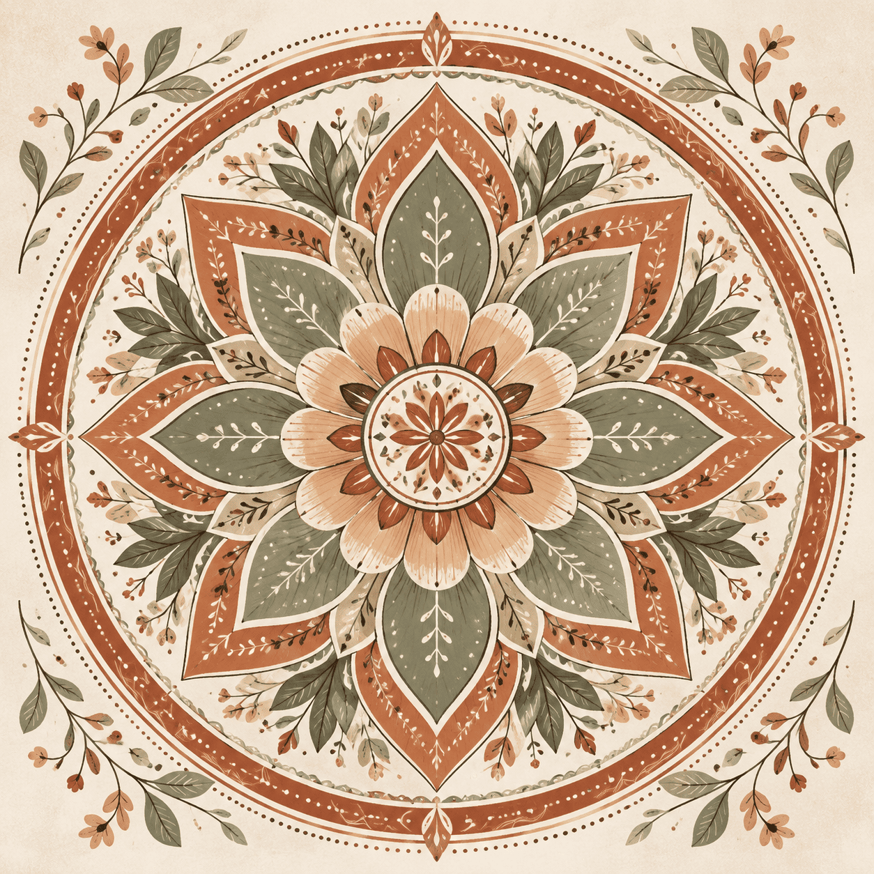 boho floral mandala art