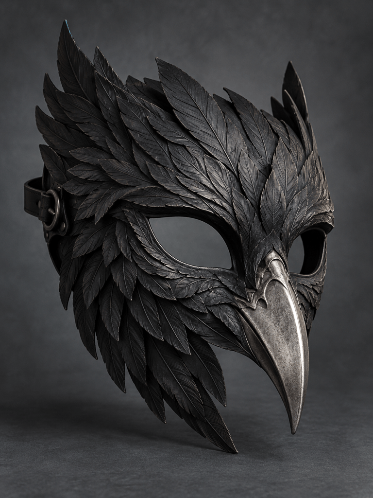 AI Halloween raven mask design