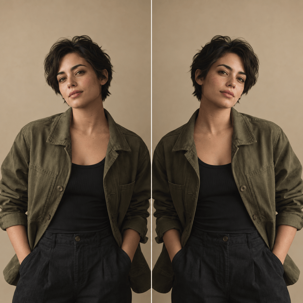 AI mirror portrait before after