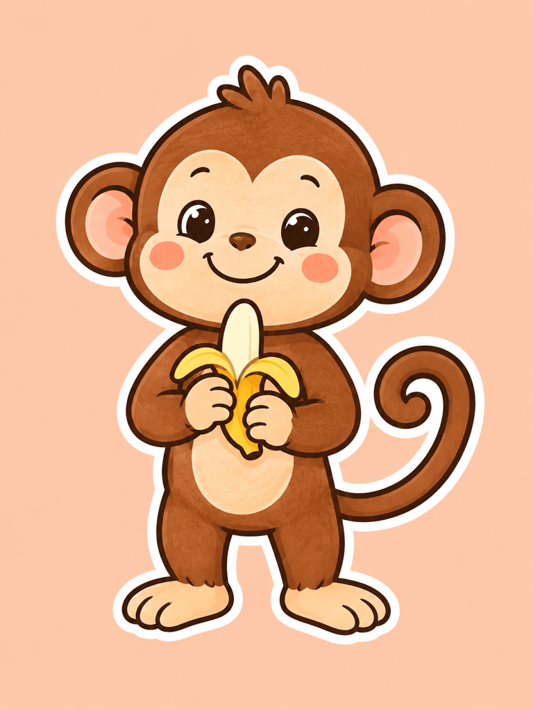 Cute cartoon monkey sticker