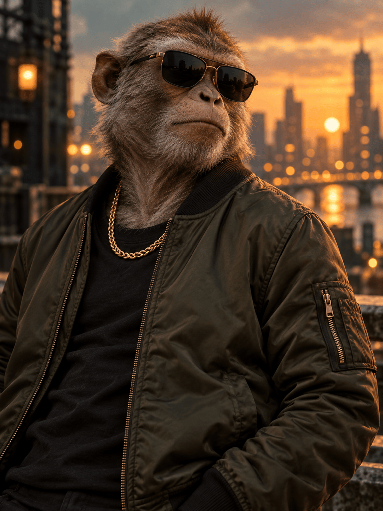 Stylish AI monkey character