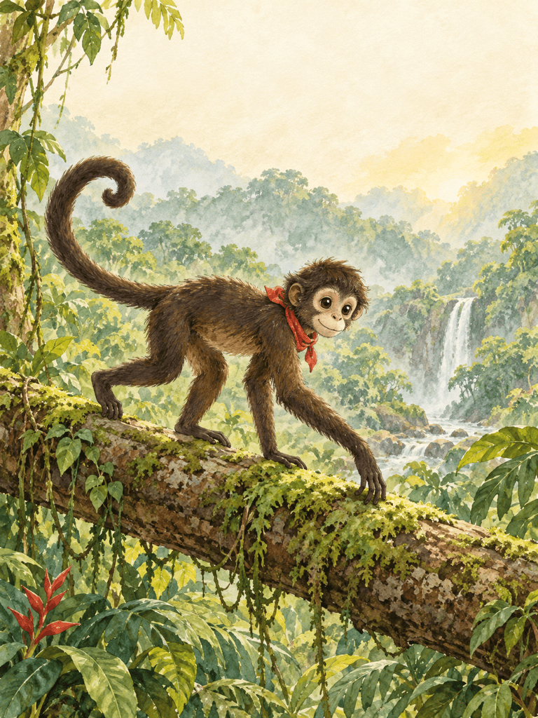 Storybook spider monkey illustration
